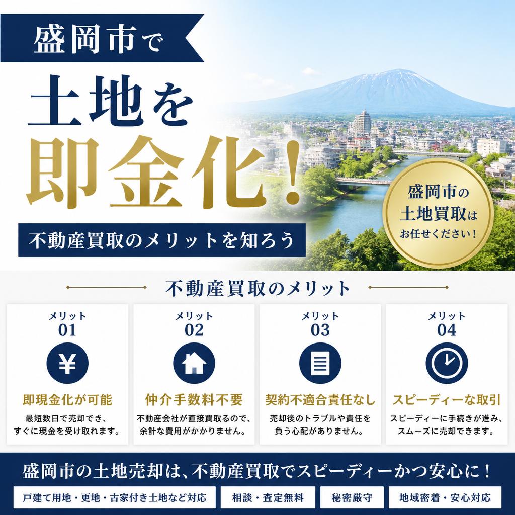 盛岡市で土地を即金化！不動産買取のメリットと手取り額のシミュレーション　壽商事