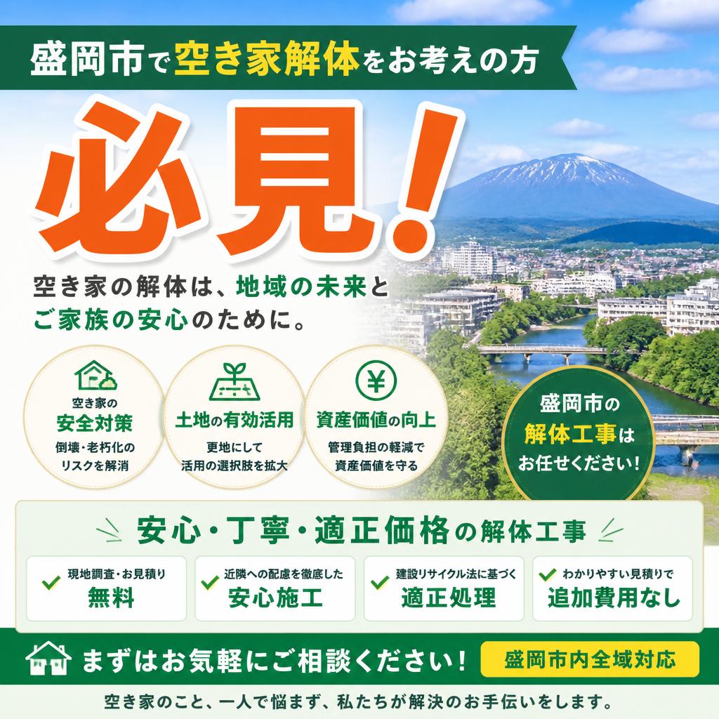 盛岡市で空き家を解体する費用相場と使える補助金・助成金（2026年版）壽商事