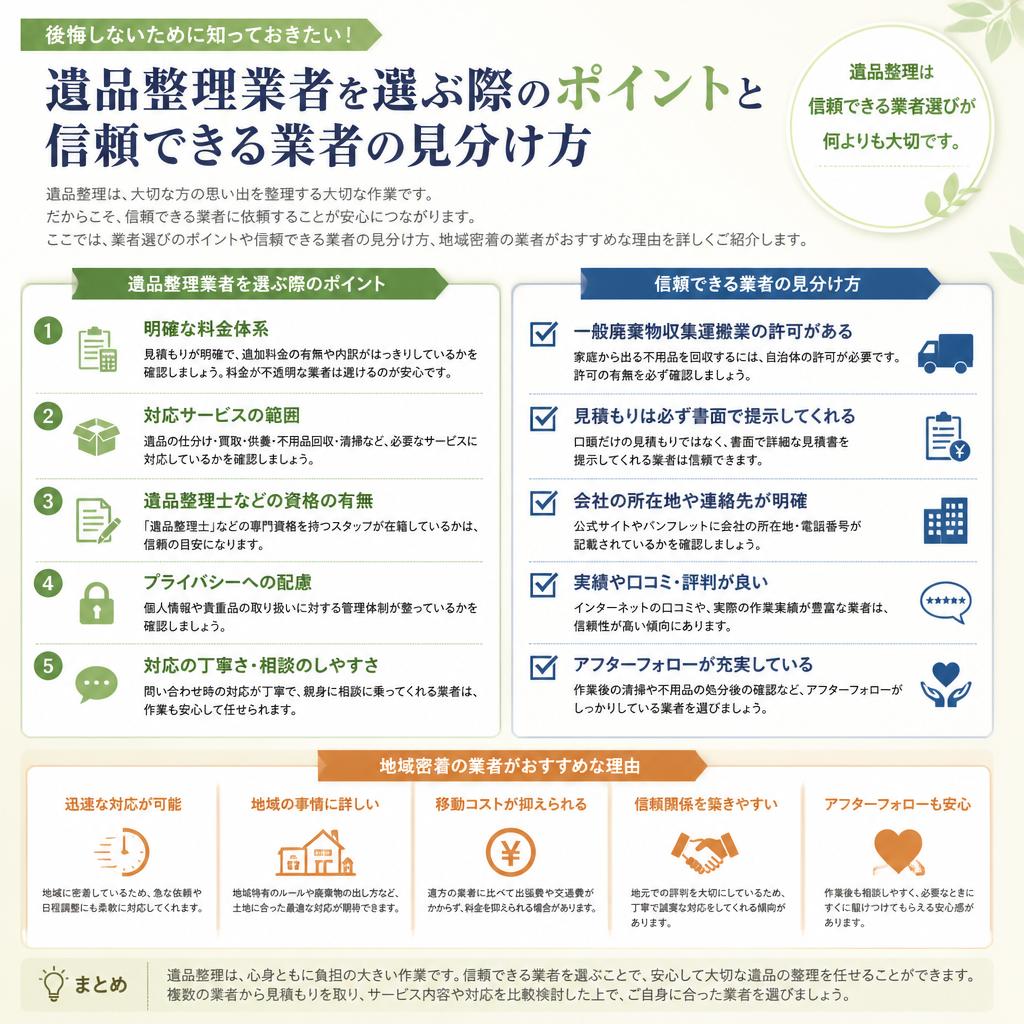 盛岡市における遺品整理業者の選び方