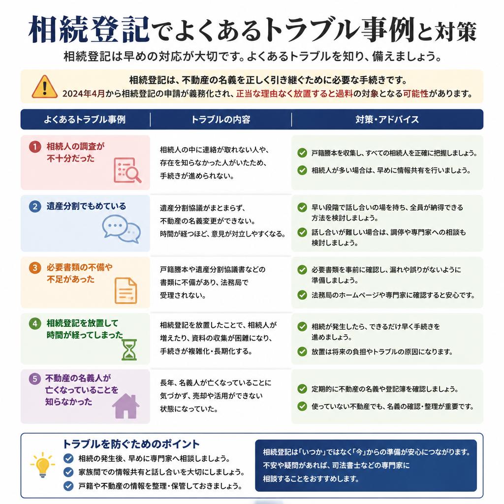 相続登記の際によくあるトラブル